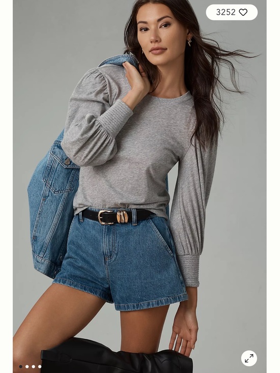 Cable & Gauge Tops - Cable & Gauge Light Gray Puff-Sleeve Long Sleeve Top